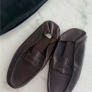 Brown Leather ferragamo Loafers slip ons